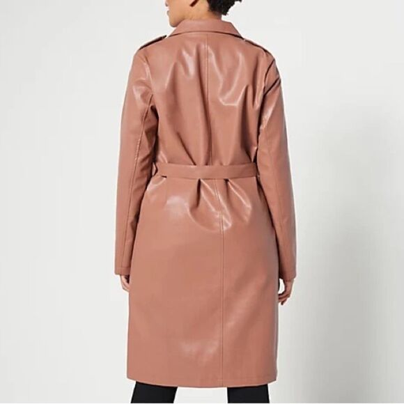 Attitudes by Renee Faux Leather Trench Coat - Picture 2 of 5